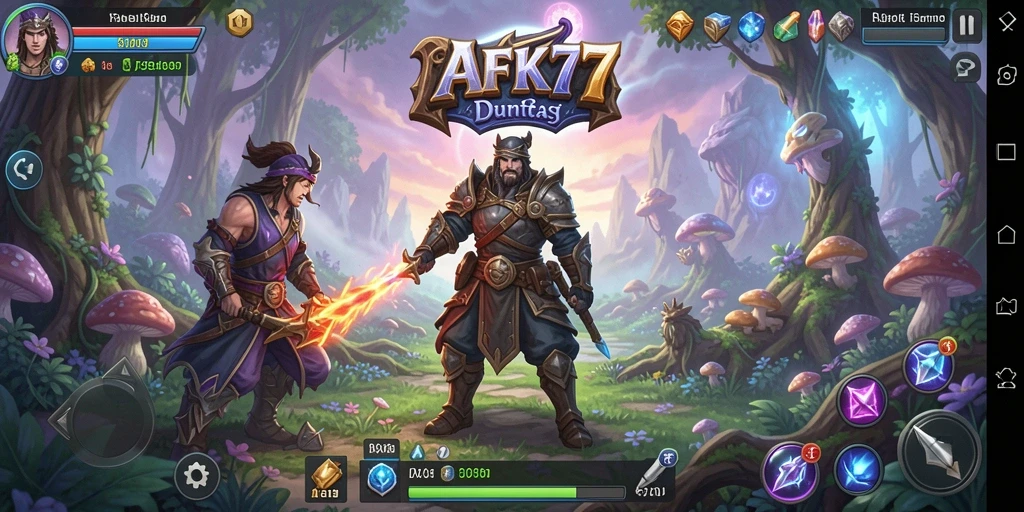 Gameplay <strong>AFK77</strong> menampilkan pertempuran yang seru dan karakter yang beragam.
