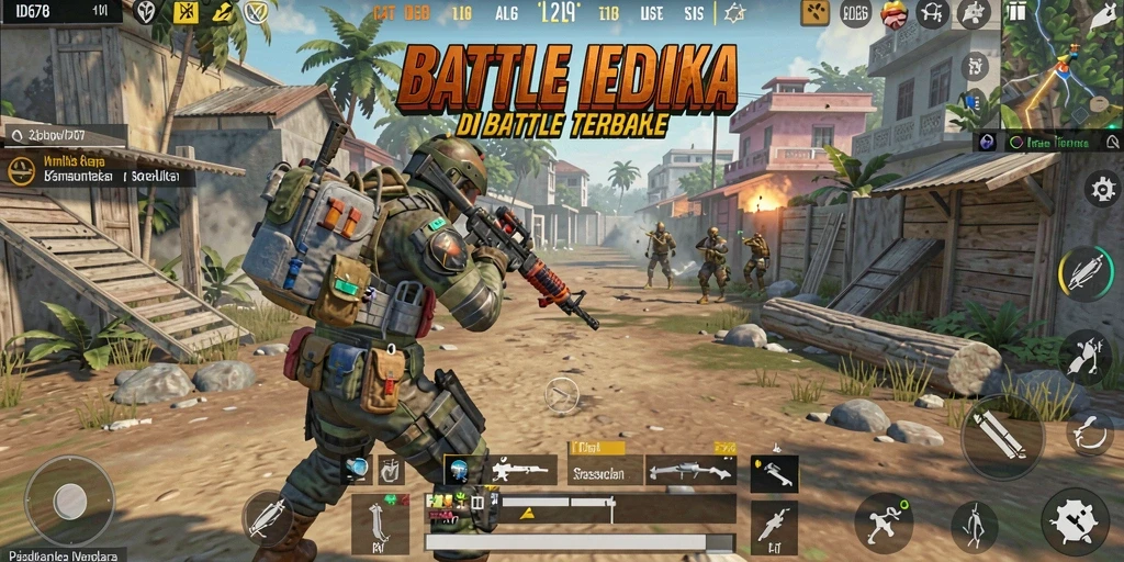 Tampilan gameplay epik dalam ID678 Battle Royale.