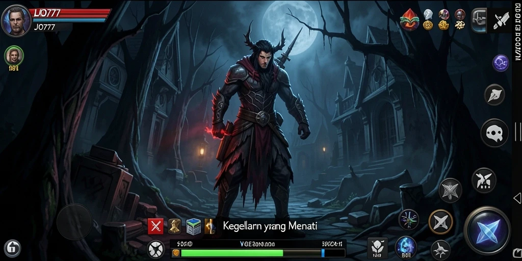 Screenshot dari gameplay LJO777 yang menampilkan suasana horror yang mencekam.
