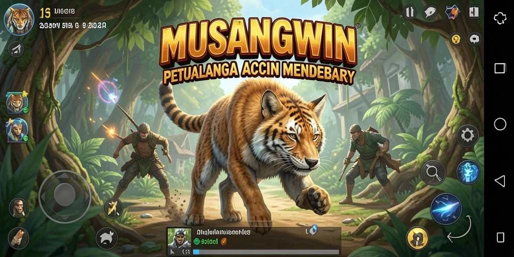 Gameplay MUSANGWIN menampilkan aksi yang cepat dan grafis menawan.