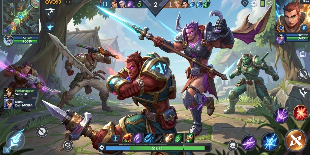 Tampilan seru gameplay OVO99 dengan aksi karakter yang menegangkan.