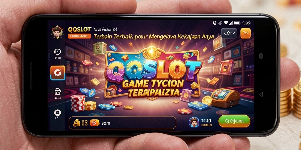 Tampilan gameplay menyenangkan dari QQSLOT dengan elemen Tycoon.