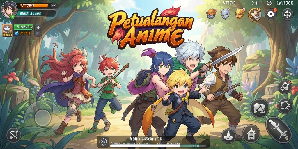 Tampilan gameplay VT789 menampilkan pertarungan karakter Anime yang dinamis.