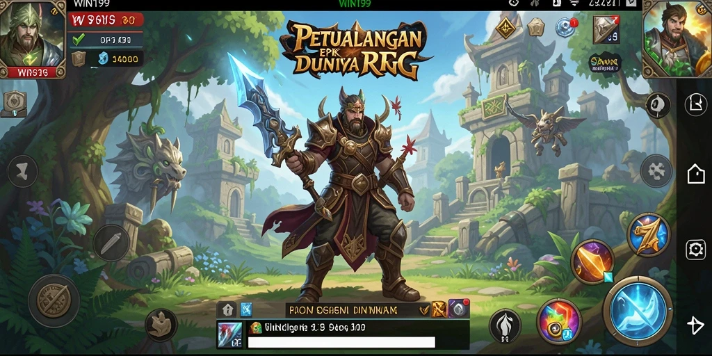 Screenshot gameplay WIN199 yang menunjukkan pertempuran seru di dunia RPG.